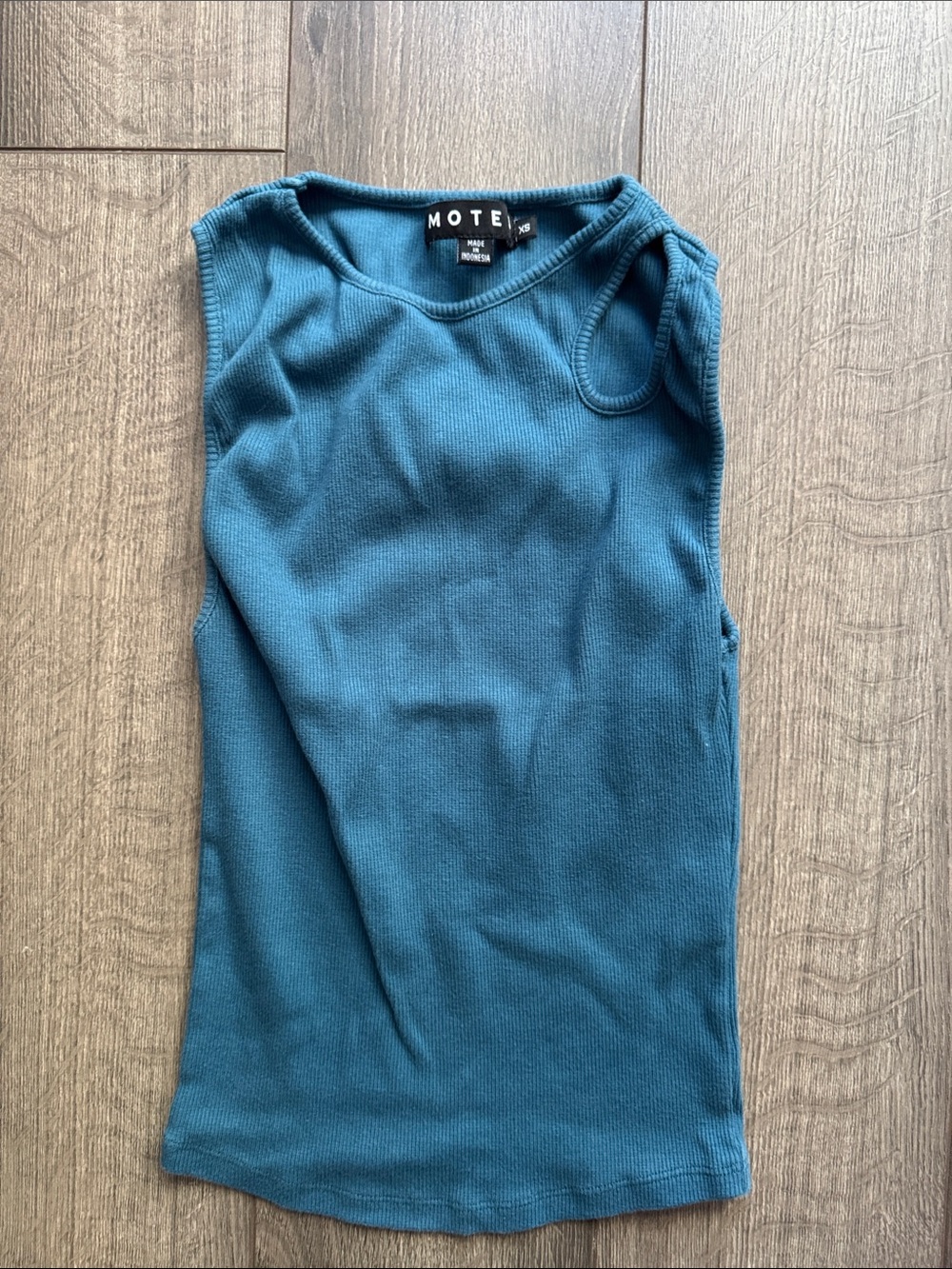 Motel Rocks Teal Ribbed Shell Tank